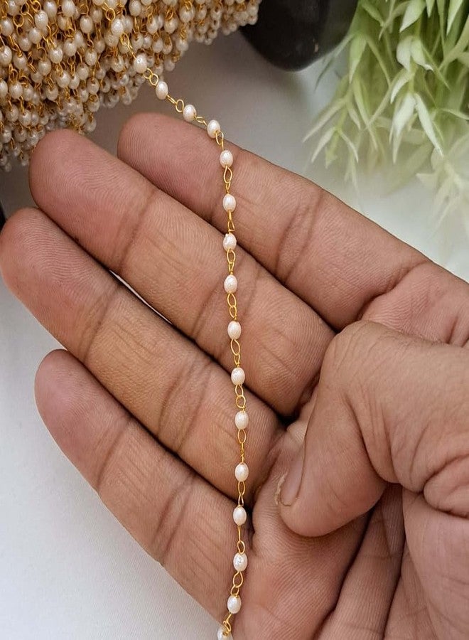 meryCraft Acrylic Pearl Beads Aati Chain in Long Lasting Brass Wire Fine Quality for Jewellery Making and Crafts Work Pack of 1 Mtrs - Image 2